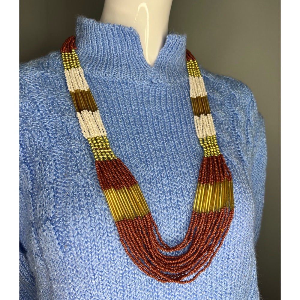 Multi strand beaded statement necklace